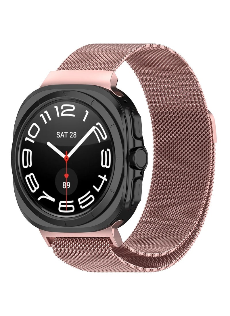 Generic - Compatible with Galaxy Watch Ultra Bands,Magnetic Metal Wristband Stainless Steel Mesh Milanese Loop Magnetic Clasp Replacement Strap for Samsung Galaxy Watch 7 Ultra Band 47mm Men Women (Pink) - Image 1