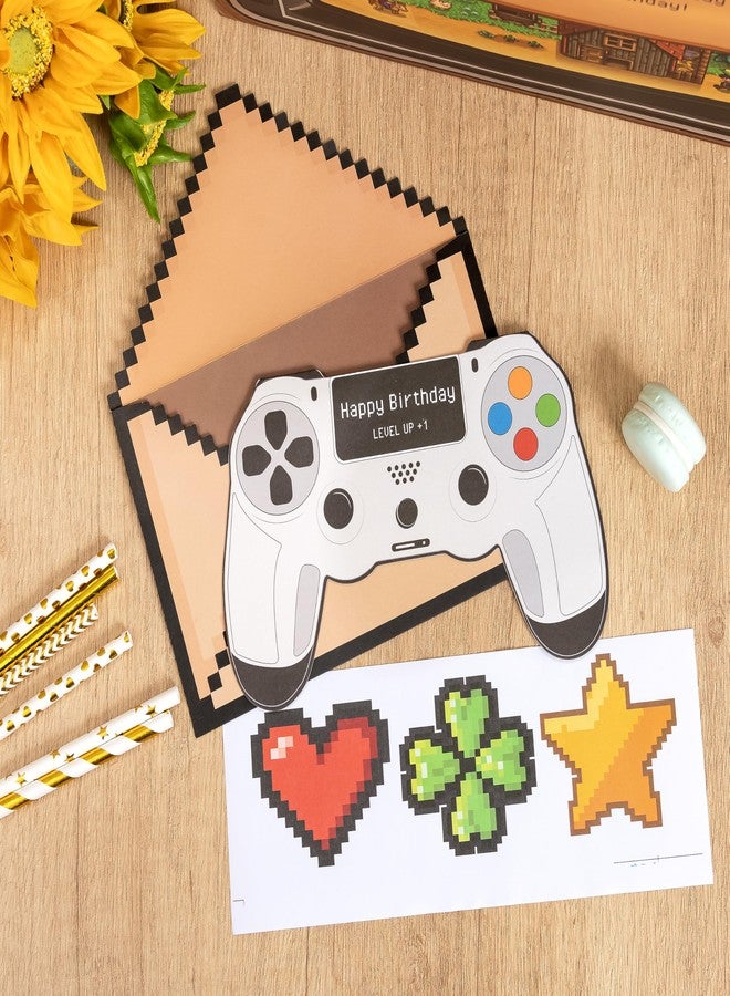 كريسكي مجموعة حقائب هدايا عيد ميلاد Crisky Gamer - تصميم فن البكسل مع بطاقة تهنئة، ورق مناديل، وملصقات | للأولاد والرجال، هدايا وديكورات حفلات ألعاب الفيديو، 13 بوصة - Image 4