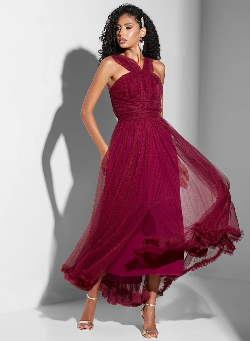 Namshi x Renee Farah Halter Neck Bow Detail Dress
