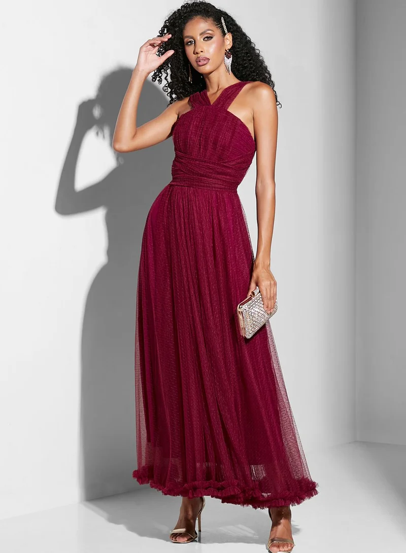 Namshi x Renee Farah Halter Neck Bow Detail Dress