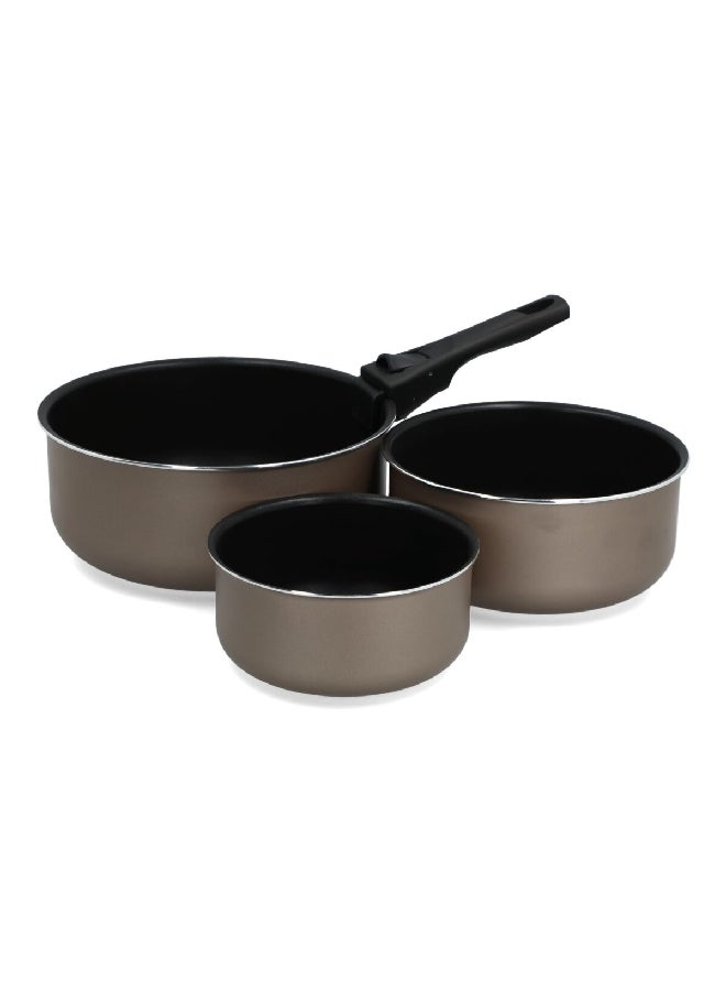 بيرجنر مجموعة مقالي صغيرة مكونة من 3 قطع متينة مع مقبض قابل للفصل باللونين الأسود والرمادي 15 × 32 × 34 سم BG-34802 - Image 2