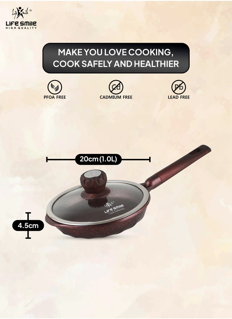 Life Smile - Frying Pan With Lid - 5 Layer Granite Coating Fry Pan | Multiple Hob Compatibility | Heat-Resistant Handle Hanging Loop | Induction bottom - Image 1