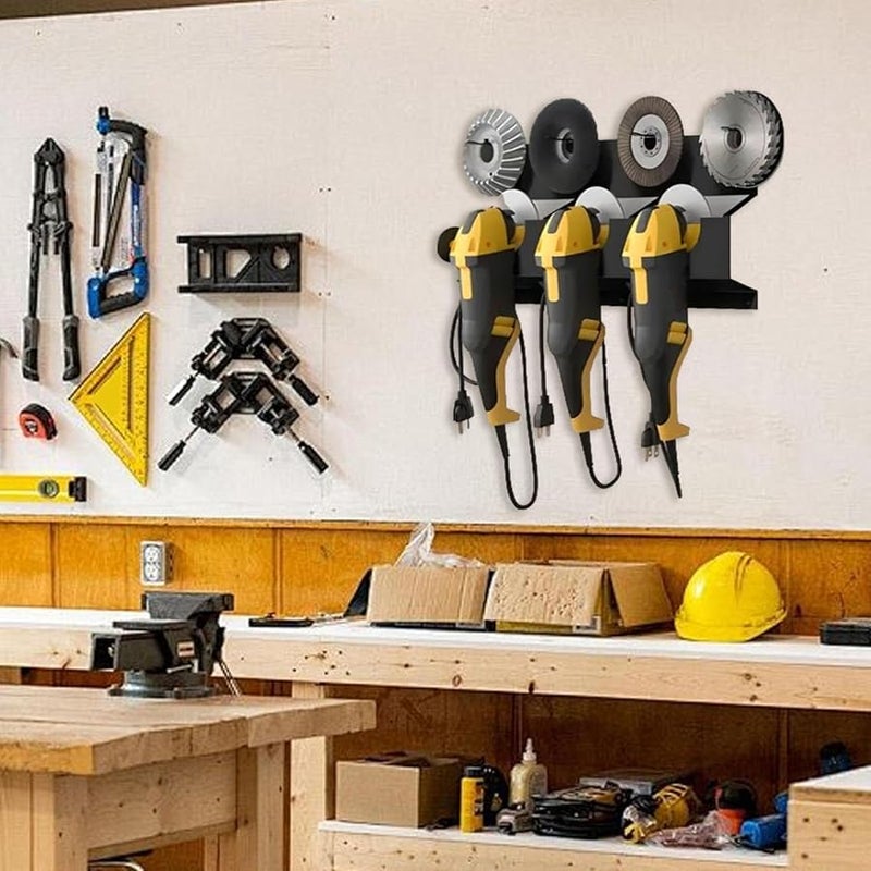 حامل مطحنة الزاوية المثبت على الحائط مع علاقة الحبل وخطاطيف لتخزين الأدوات الكهربائية - Image 3