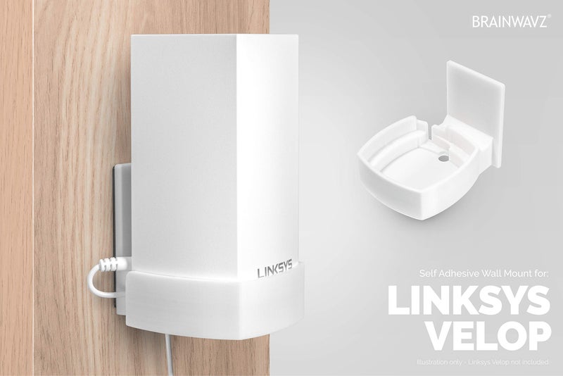 BRAINWAVZ Screwless Wall Mount for Linksys Velop Home WiFi Mesh Holder, No Tools Required, Easy to Install, No Mess, Strong VHB Adheasive Mount, White by Brainwavz - Image 3