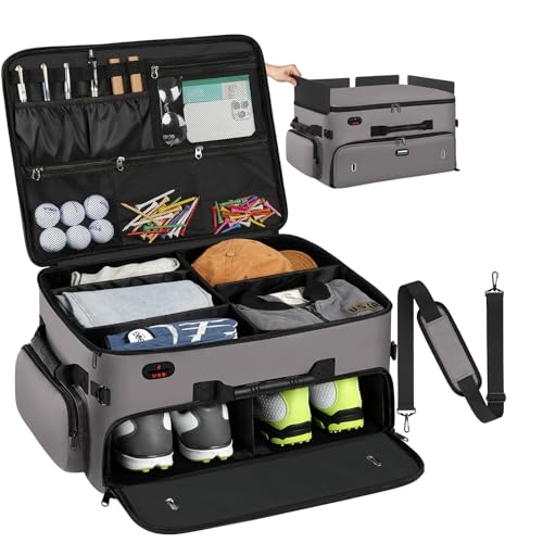 Mogplof Extra Large 2 Layer Golf Trunk Organizer Golf Gifts for Men Golfers 20x 14x 10 Waterresistant Car Durable Golf Organizer for 2 Pair Shoes Balls Tees Clothes Gloves Accessories - Image 1
