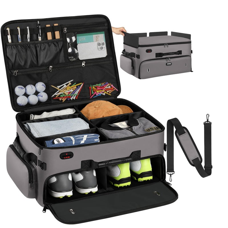 Mogplof Extra Large 2 Layer Golf Trunk Organizer Golf Gifts for Men Golfers 20x 14x 10 Waterresistant Car Durable Golf Organizer for 2 Pair Shoes Balls Tees Clothes Gloves Accessories - Image 2