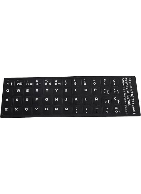 Pc Keyboard Stickers Pvc Material Waterproof Spanish Keyboard Stickers Black Background Easy To Apply Dustproof For Computer Keyboard Accessories