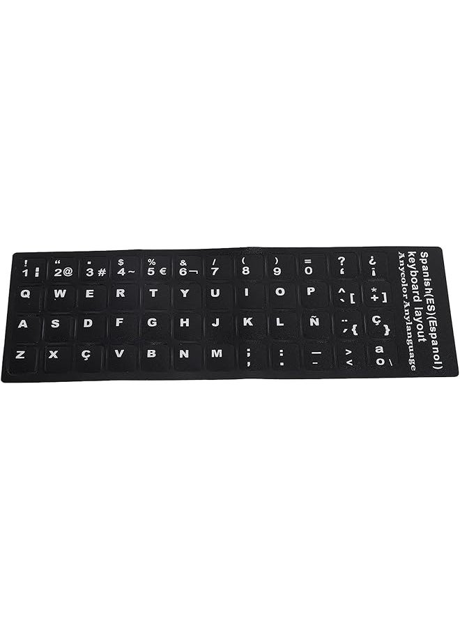 erorex - Pc Keyboard Stickers Pvc Material Waterproof Spanish Keyboard Stickers Black Background Easy To Apply Dustproof For Computer Keyboard Accessories - Image 1