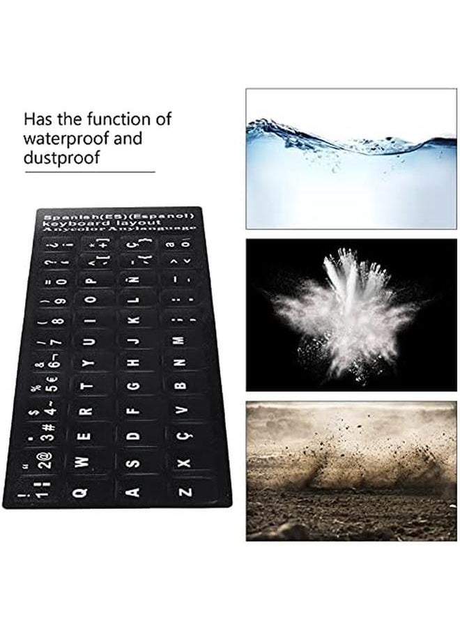 erorex - Pc Keyboard Stickers Pvc Material Waterproof Spanish Keyboard Stickers Black Background Easy To Apply Dustproof For Computer Keyboard Accessories - Image 1