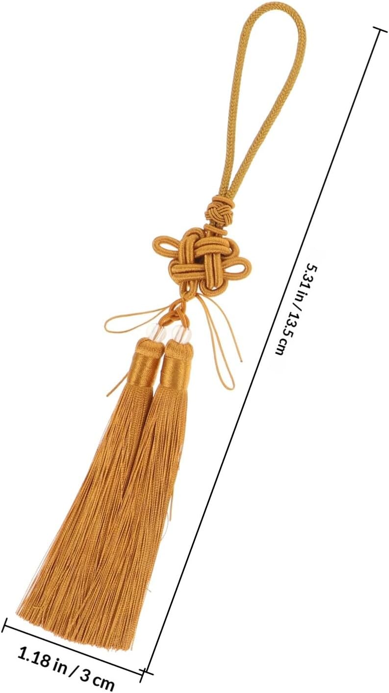 5pcs Chinese Martial Arts Sword Tassel Pendant, Traditional Sword Tassels in Mixed Coffee, Navy, Dark Green, Deep Purple, and Earth Yellow, Traditional Chinese Knot Ornaments - Image 2