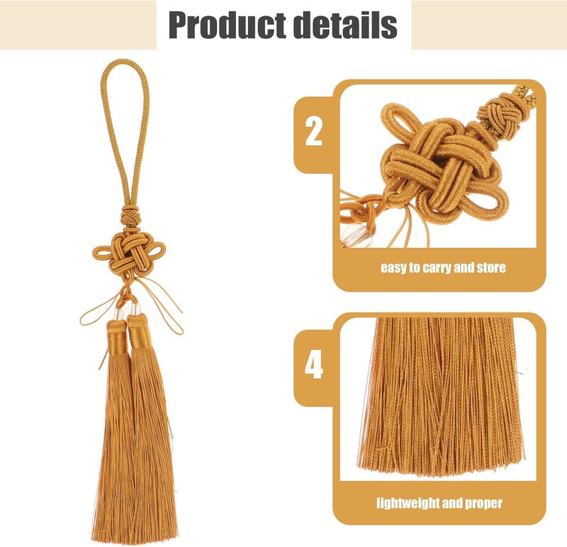 5pcs Chinese Martial Arts Sword Tassel Pendant, Traditional Sword Tassels in Mixed Coffee, Navy, Dark Green, Deep Purple, and Earth Yellow, Traditional Chinese Knot Ornaments - Image 3