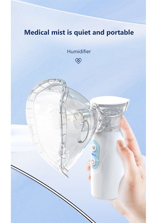 Ocean Portable Nebulizer, Handheld Mesh Inhaler, Rechargeable Silent Electric Inhalers for Adults and Children, Ultrasonic Humidifier for Home and Travel Use Inhalators with 2 Masks and Mouthpiece  - Image 3