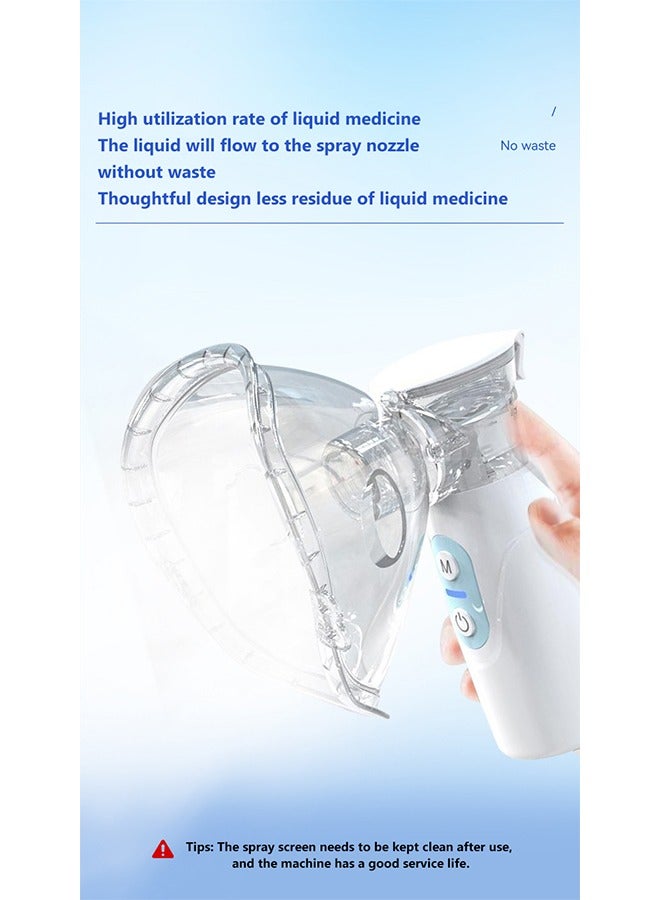 Ocean Portable Nebulizer, Handheld Mesh Inhaler, Rechargeable Silent Electric Inhalers for Adults and Children, Ultrasonic Humidifier for Home and Travel Use Inhalators with 2 Masks and Mouthpiece  - Image 5