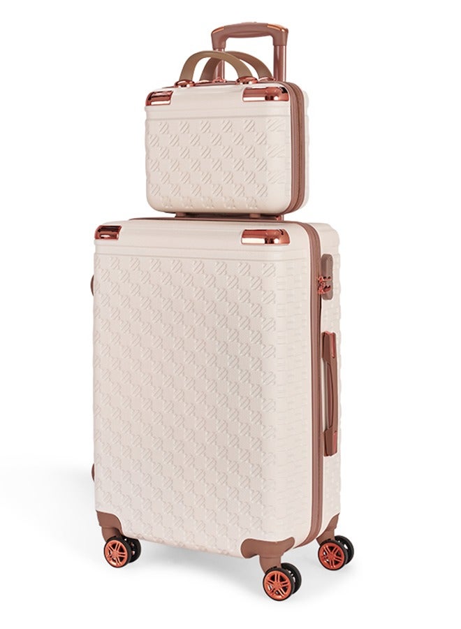 ليمرا طقم شنط سفر مكون من 5 حقائب أمتعة بـ 4 عجلات بتصميم صلب و حديث بيج/ذهبي - Image 2