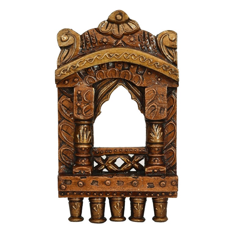 Rockshok Handcrafted Traditional JharokhaWall Hanging and Decorative for Wall Decor Room Decor Home Decor and Gifts 10 Inch Brown - Image 1