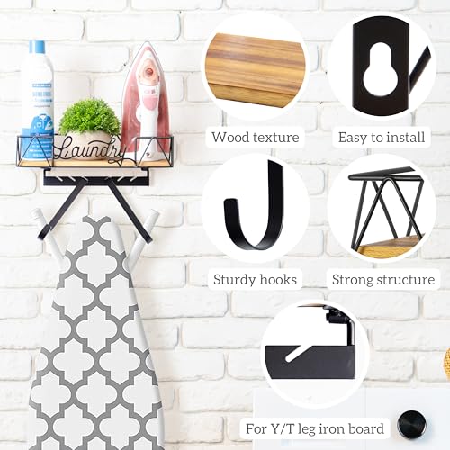 PERFNIQUE Ironing Board Holder Wall Mount, Ironing Board Hanger, Iron Board Wall Mount(T&V Shaped), Iron Storage, Laundry Room Organization&Farmhouse Laundry Room Decor - Image 3