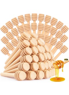 FFNIU 60Pcs Honey Dipper Sticks - Wooden Honey Dipper, 3 Inch Mini Honeycomb Stick, Honey Stirrer Stick for Honey Jar Dispense Drizzle Honey and Wedding Party Present  - Image 1