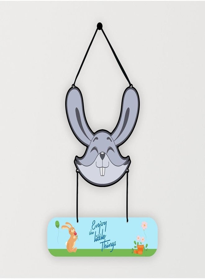 CVANU Enjoy the Little Things & Funny Rabbit Face Laser Cut Wooden Wall Hanging Board for Wall Decoration (19inchX12inch)_W151 - Image 2