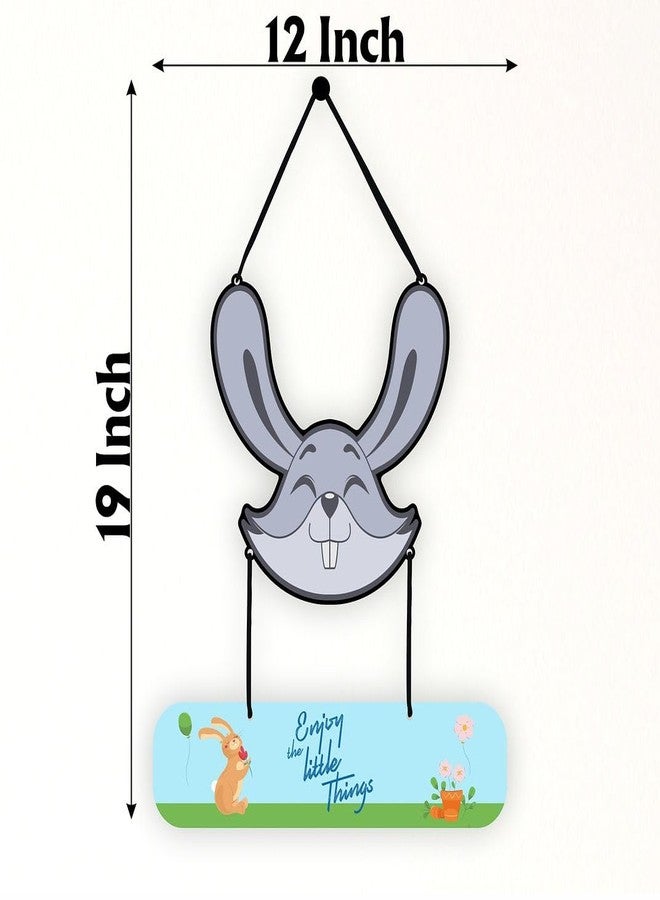 CVANU Enjoy the Little Things & Funny Rabbit Face Laser Cut Wooden Wall Hanging Board for Wall Decoration (19inchX12inch)_W151 - Image 4