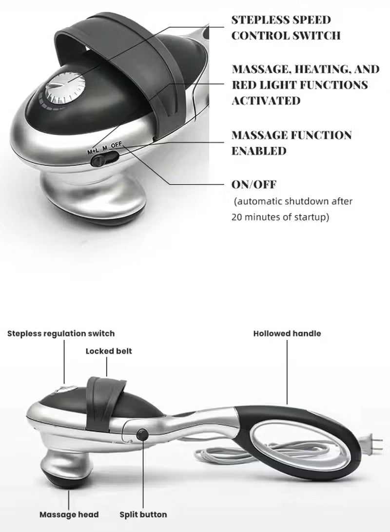 توشونكس جهاز مساج كهربائي 2 في 1 بمقبض قابل للفصل مع تسخين بالأشعة تحت الحمراء واهتزاز لتدليك الأنسجة العميقة وتخفيف آلام العضلات في الرقبة والكتف والظهر والذراعين والساقين والقدمين - Image 3