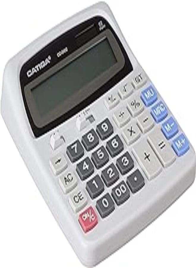 Catiga cd-2402 electronic calculator two power and 12 digits with plastic keys for office and school - multi colour