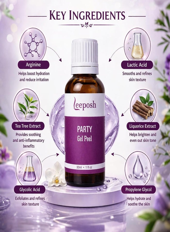 Leeposh Party Insta Glow Gel Peel 30ml | Exfoliating Peel for Smoother, Radiant-Looking Skin | Quick Glow Skincare Peel - Image 4