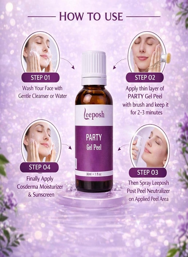Leeposh Party Insta Glow Gel Peel 30ml | Exfoliating Peel for Smoother, Radiant-Looking Skin | Quick Glow Skincare Peel - Image 5