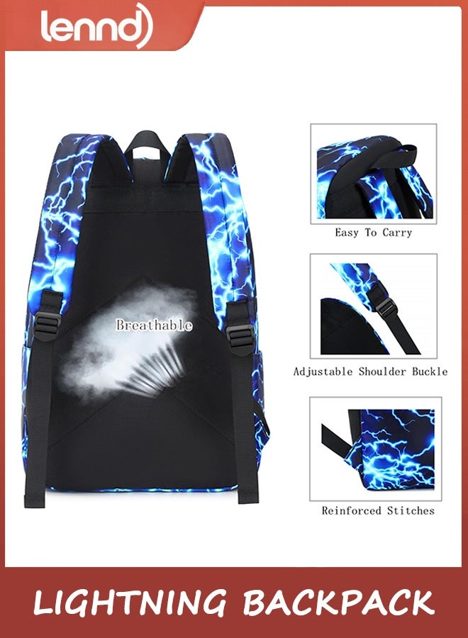 LENND Boys School Backpack Elementary School Middle School Student Lightning Schoolbag Laptop Youth Waterproof Lightweight Durable Backpack Suitable for Student Schoolbag - Image 5