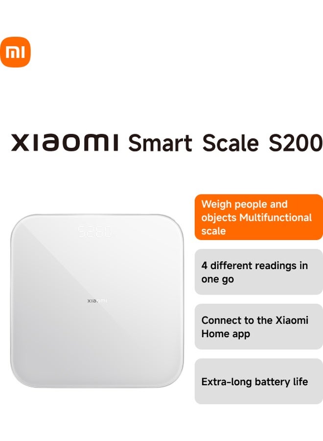 Xiaomi Smart Scale S200, Digital Bathroom Scale with Bluetooth, 150kg Capacity, White MJTZC02YM White - Image 1