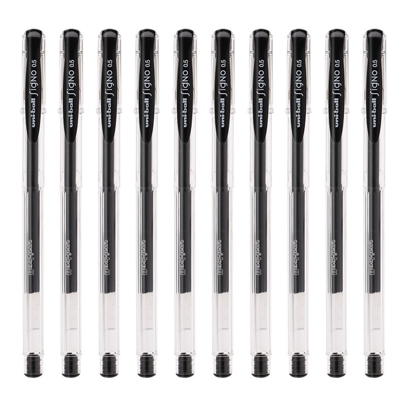 Uni Mitsubishi [Popular Product] Uni-Ball UM-100 Black Gel Pen 0.5mm Black Pen Signing Pen for Business, Students, Exams, Water-Based Pen Set, 10 Pcs - Image 4