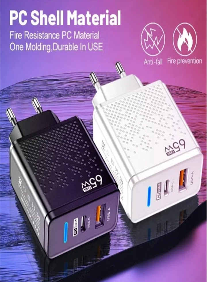 65W GaN Charger USB C Power Adapter Dual Type A and Type C Wall Charging Plug GaN Compatible with Steam Deck, iPhone, iPad, Oneplus, Huawei, Lenovo, HP, Asus, Ace, Xiaomi, Samsung - Image 5
