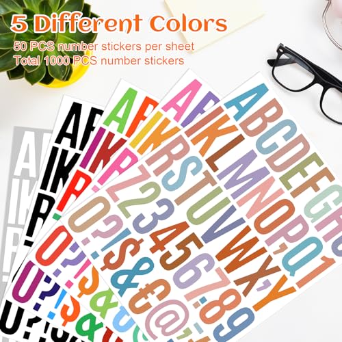 AZUREAL 1000 Piece 20 Sheet Letter Sticker, 2 Inch Large Alphabet Stickers, Self Adhesive Vinyl Letter Stickers, Waterproof Alphabet & Number Sticker for Mailbox, Window, House Number Sign, Address Number - Image 3