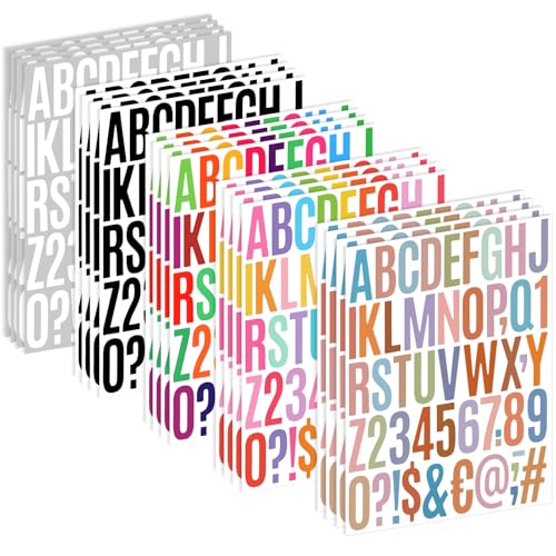 AZUREAL 1000 Piece 20 Sheet Letter Sticker, 2 Inch Large Alphabet Stickers, Self Adhesive Vinyl Letter Stickers, Waterproof Alphabet & Number Sticker for Mailbox, Window, House Number Sign, Address Number - Image 1