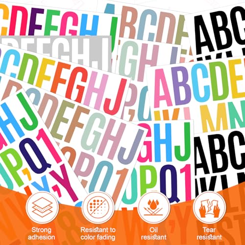 AZUREAL 1000 Piece 20 Sheet Letter Sticker, 2 Inch Large Alphabet Stickers, Self Adhesive Vinyl Letter Stickers, Waterproof Alphabet & Number Sticker for Mailbox, Window, House Number Sign, Address Number - Image 4