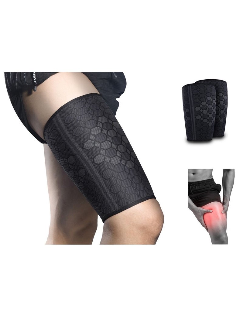 Generic - Thigh Compression Sleeves, Hamstring Upper Leg Brace for Men & Women- Pain Relief & Recovery - Great for Running, Basketball, Football - Breathable (Large) - Image 1