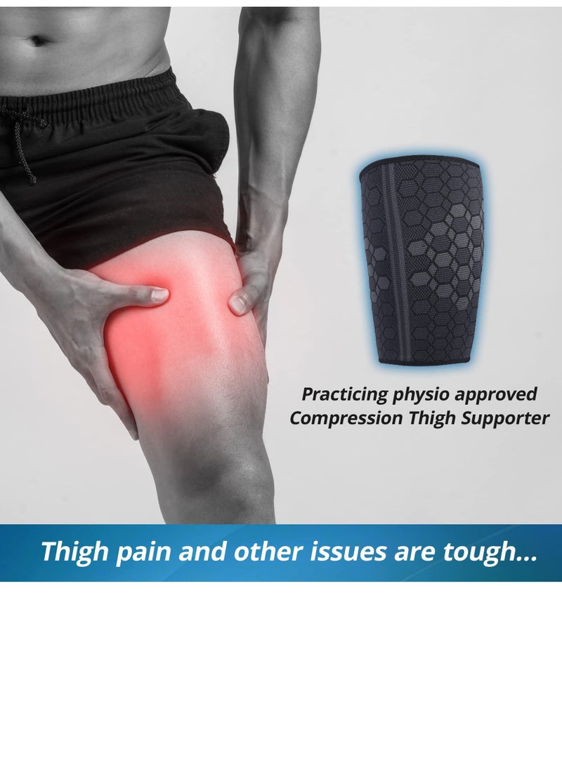 Generic - Thigh Compression Sleeves, Hamstring Upper Leg Brace for Men & Women- Pain Relief & Recovery - Great for Running, Basketball, Football - Breathable (Large) - Image 1