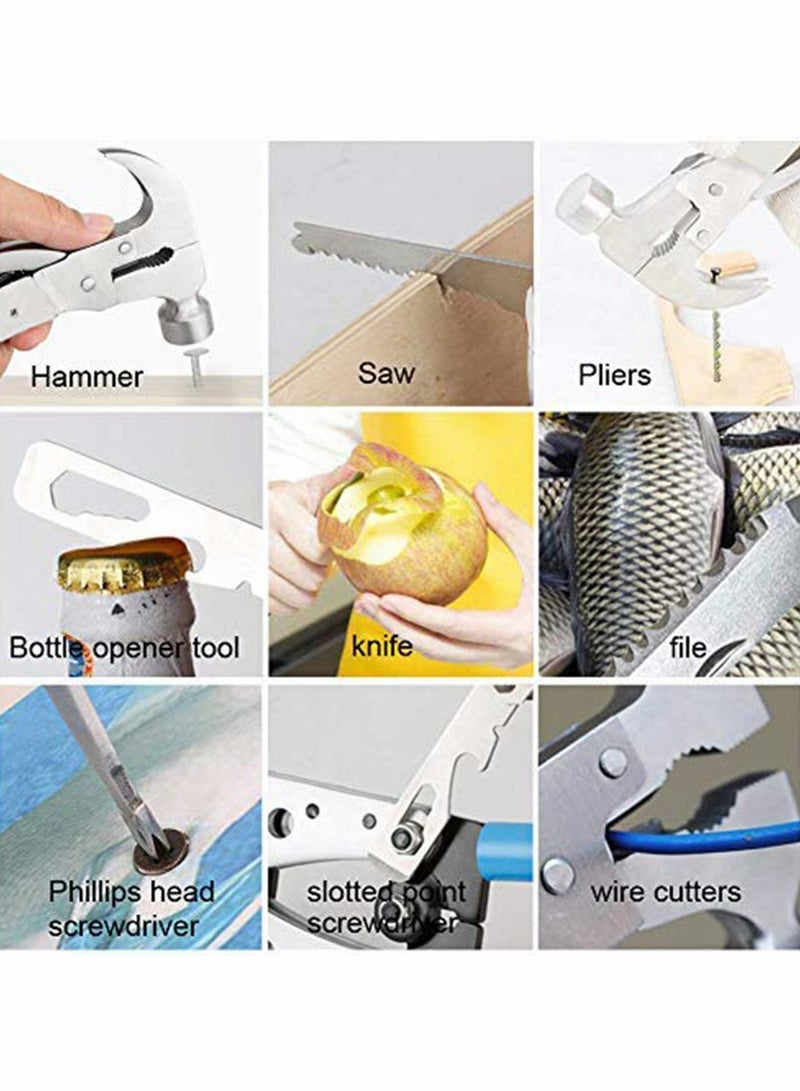 Excefore 14-in-1 Stainless Steel Multitool Solid Wood Lifesaving Hammer, Emergency Escape Tool With Knife, Plier, Screwdrivers, Saw, Fish Descaler, Wrench, Bottle Opener Perfect for Camping, Outdoors - Image 5