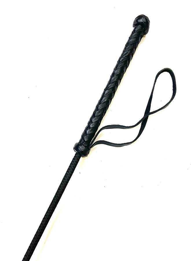 Pets Triangle 28 Inches Genuine Leather Braided Stick Ideal Dog Walking and Dog Training. Braided Handle is Comfortable, Yet Extremely Durable and Will Not Become Slippery(Black) - Image 3