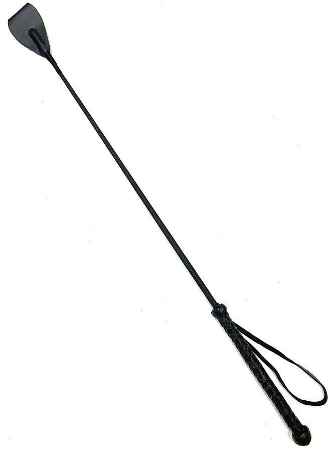 Pets Triangle 28 Inches Genuine Leather Braided Stick Ideal Dog Walking and Dog Training. Braided Handle is Comfortable, Yet Extremely Durable and Will Not Become Slippery(Black) - Image 1