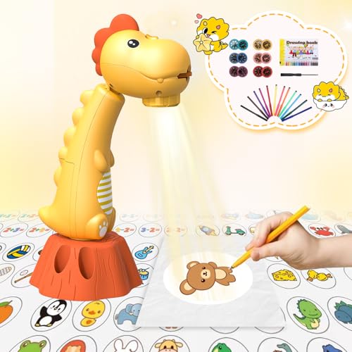 MFEESYOB Drawing Projector for KidsTracing and Drawing Projector with 96 Slide Cartoon Patterns and 12 Color BrushesSmart Art Sketcher Projector for Boys and Girls Aged 38 Years Yellow - Image 1