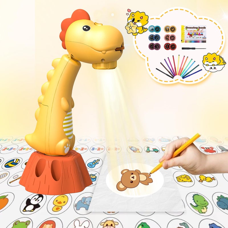 MFEESYOB Drawing Projector for KidsTracing and Drawing Projector with 96 Slide Cartoon Patterns and 12 Color BrushesSmart Art Sketcher Projector for Boys and Girls Aged 38 Years Yellow - Image 3