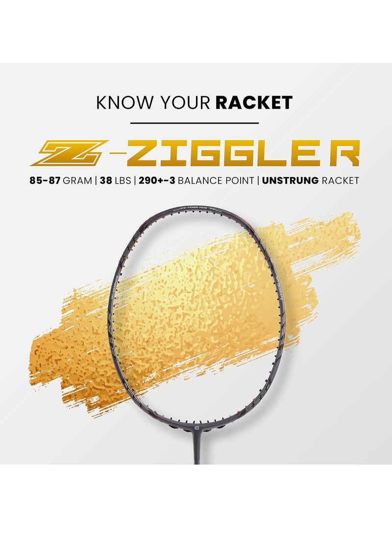 Apacs Z-Ziggler Unstrung Badminton Racket – Ultra-Durable Japanese Graphite, Extra Slim Shaft (6.4mm), Lightweight (85-87g), 38 LBS High Tension, Power Head Design, G2 Grip  - Image 2