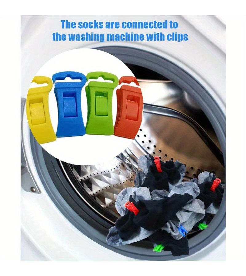 50 Pcs Sock Clips And Clothes Clips Set Laundry Partner Keeping Socks Securely Matched And Dry In Washing Machine Dryer And Clothes Rack Clothes Pins - Image 3