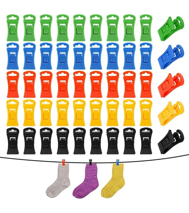 50 Pcs Sock Clips And Clothes Clips Set Laundry Partner Keeping Socks Securely Matched And Dry In Washing Machine Dryer And Clothes Rack Clothes Pins - Image 1