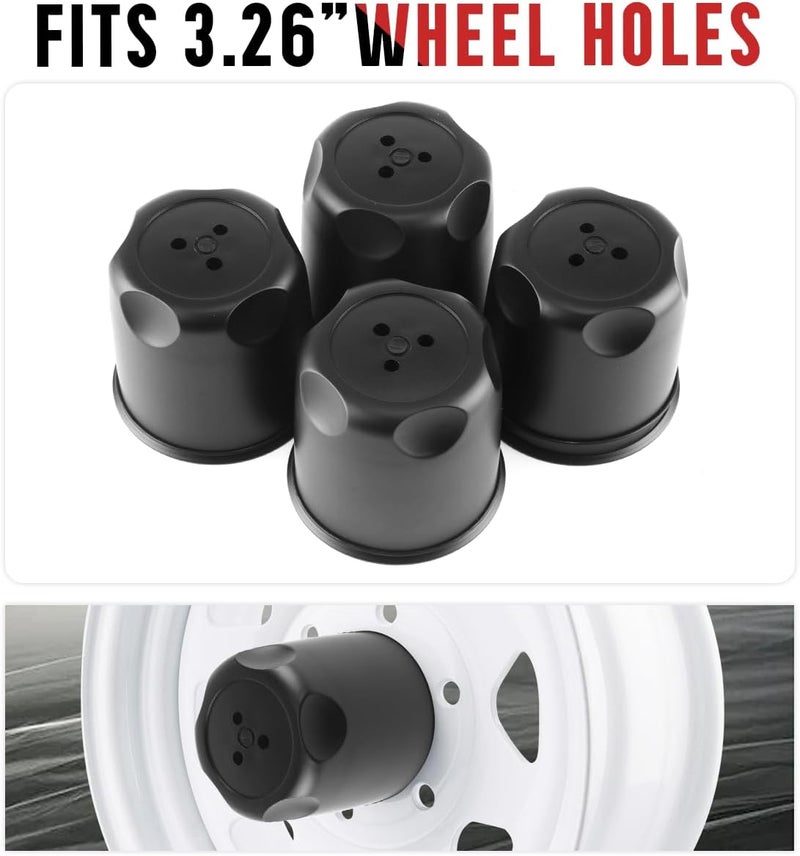 RTRHINOTUNING 4PCS 83mm Wheel Center Caps OD: 83mm(3.27in) Black Car Wheel Center Hub Caps - Image 4