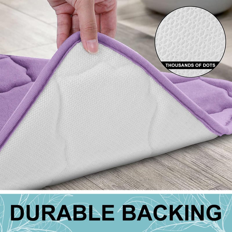 OLANLY Memory Foam Bath Mat Rug 30x20  Ultra Soft Non Slip and Absorbent Bathroom Rug  Machine Wash Dry  Comfortable  Thick Bath Rug Carpet for Bathroom Floor  Tub and Shower  Lavender - Image 3