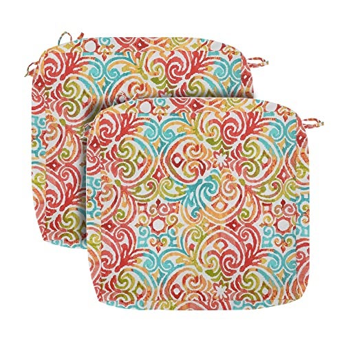FUNHOME Patio Cushion Covers 22 x 20 x 4 Inch, No Insert! 2 Pack Water Repellent Outdoor Chair Seat Cushion Slip Covers with Zipper and Tie, Replacement Cover Only(Corinthian Dapple) - Image 1