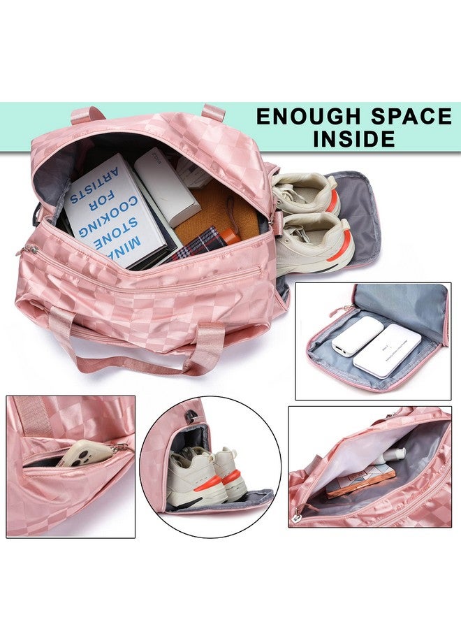 ستوريت حقيبة سفر دافل نايلون 41 سم من ستوريت للنساء قابلة للطي وحقيبة كتف رياضية للصالة الرياضية لحملها في عطلة نهاية الأسبوع وحقيبة أمتعة للليل مع حجرات للأحذية والملابس المبللة (وردي، 41 × 25 × 23 سم) - Image 3