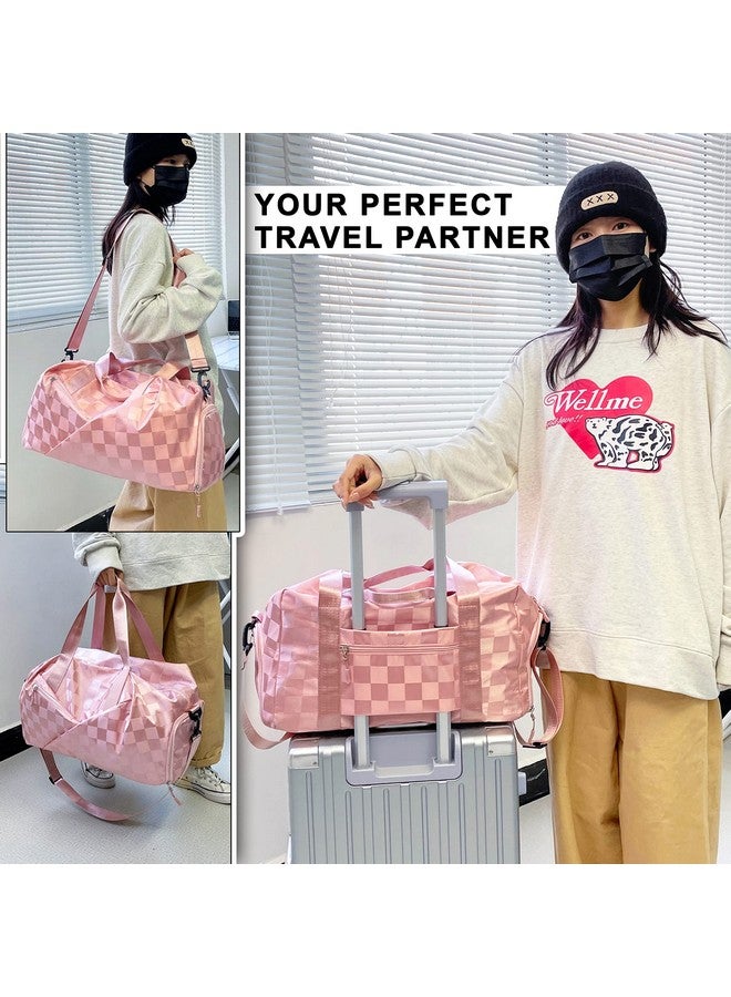 ستوريت حقيبة سفر دافل نايلون 41 سم من ستوريت للنساء قابلة للطي وحقيبة كتف رياضية للصالة الرياضية لحملها في عطلة نهاية الأسبوع وحقيبة أمتعة للليل مع حجرات للأحذية والملابس المبللة (وردي، 41 × 25 × 23 سم) - Image 4