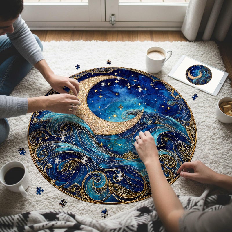 DOCRAGI 1000 Piece Puzzle for Adults - Waves Stars and Moon Jigsaw Puzzles - Impossible Hard Difficult Challenging Jigsaw Puzzle -Brain Teaser Adult Puzzles - Christmas Birthday Gifts for Women/Men - Image 2